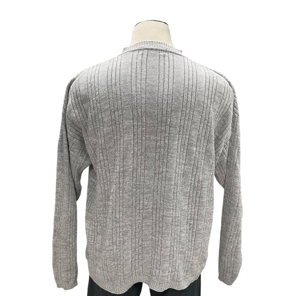 John Ashford XL Gray Cotton Henley Sweater Made In Thailand Vintage Grandpa Core - Picture 5 of 9